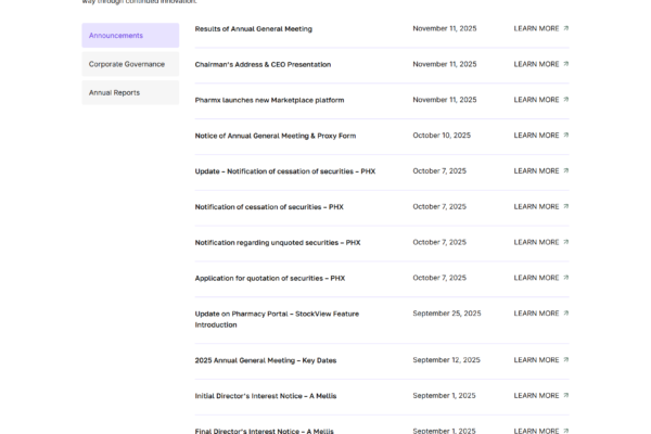 PharmX: Investors Page